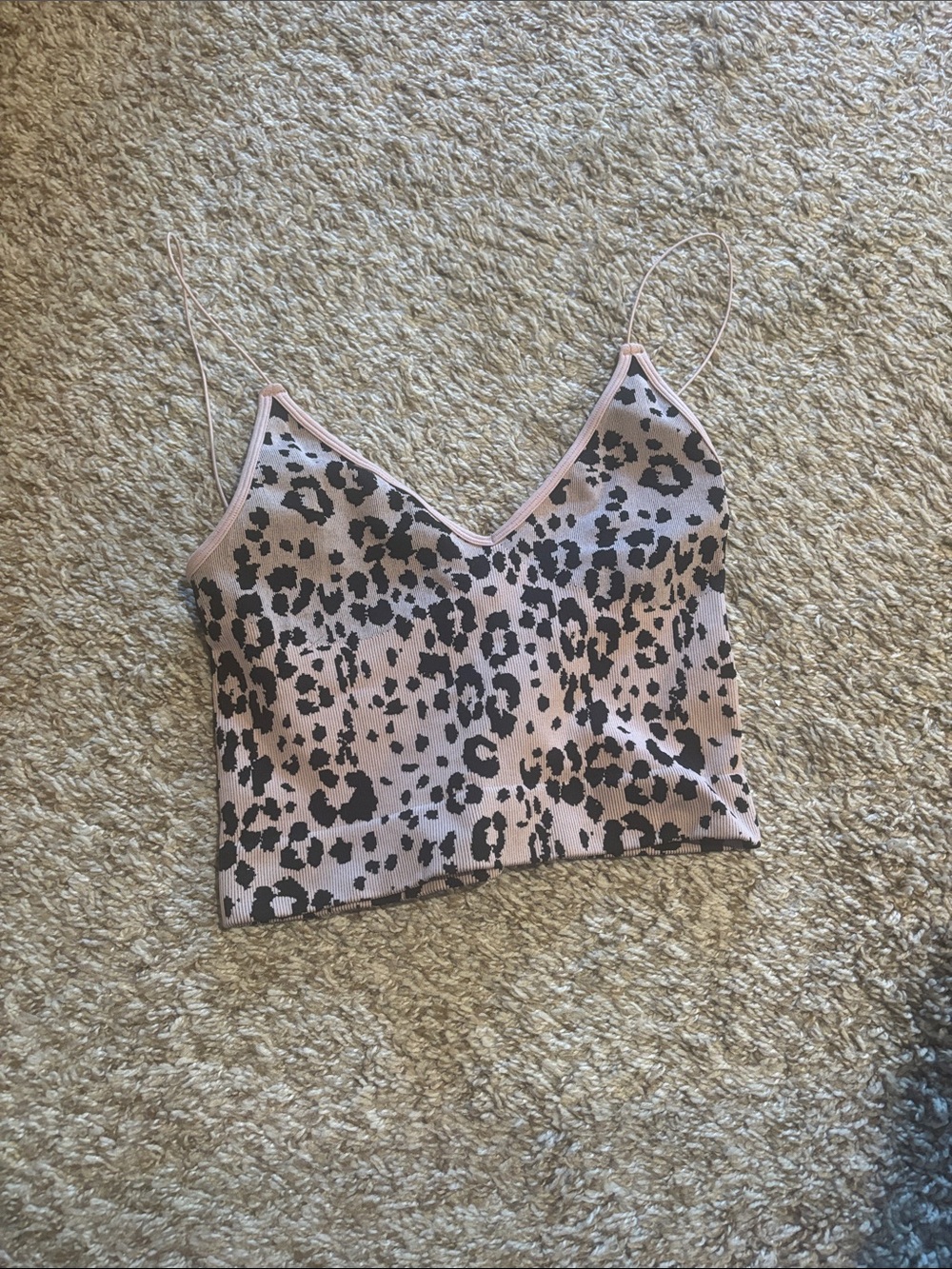 Leopard Print Pink Cropped Cami Top